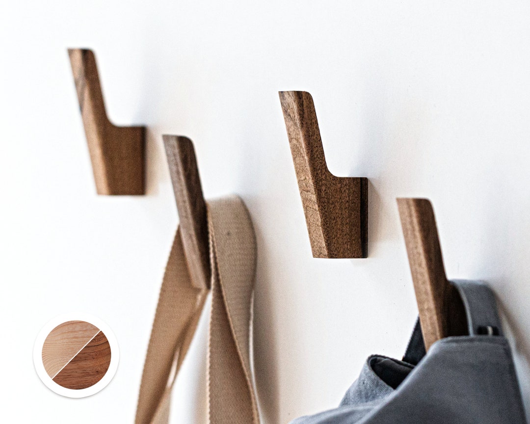Wooden Coat Hook Wall Mount Decorative Wall Hooks Modern Etsy