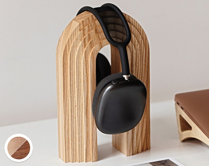 Wood headphone stand, Headphone holder, Gaming headset stand holder, Headset holder, Headphone hanger, Airpods max stand, Headset mount