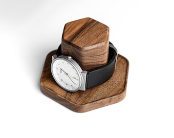 Porta relojes personalizado para hombre con logotipo grabado, regalo personalizado para papá, soporte minimalista para relojes