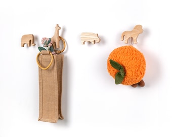 5-delige houten haken voor jongenskamer – montessori-babyhangers, eerste opbergset kledingkast