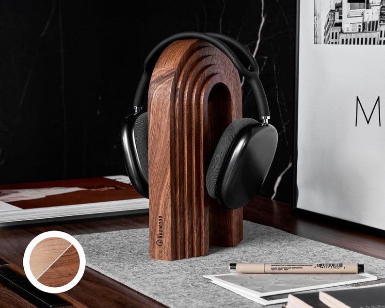 Support en bois pour casque, présentoir pour Airpods max et autres écouteurs, meilleur cadeau image 1