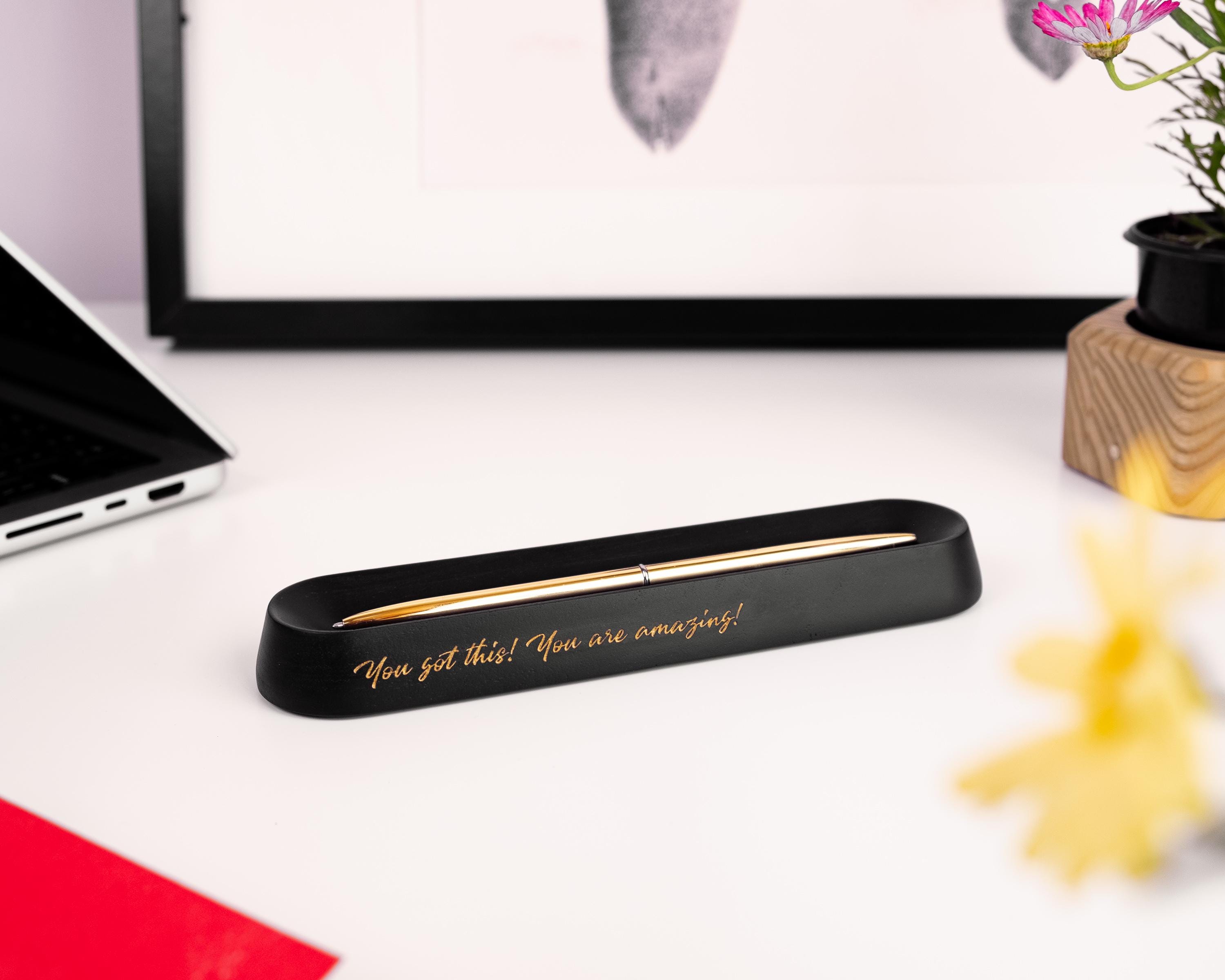 Porte-stylos personnalisé, organiseur de bureau gravé, porte-crayons noir, cadeau personnalisé pour professeur, patron ou ami, cadeau de remerciement d'été