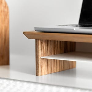 Desk Shelf Monitor Stand or laptop with storage, Desk Monitor Riser wood, Monitor Shelf wooden