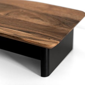 Walnut and Black Monitor Riser, Desk Monitor stand solid wood, Wooden Monitor Stand with shelf