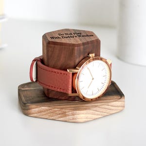 Wooden Watch Stand, Personalized Men’s Watch Display, Custom Gift for Grandpa, Modern Watch Holder for Him