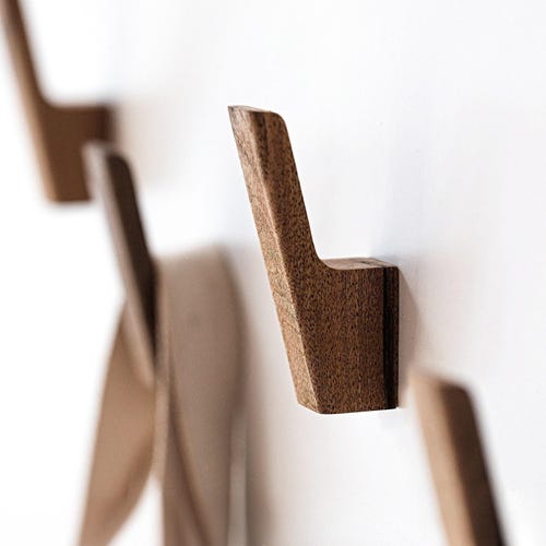 Wooden Coat Hook, Modern Wall Hooks, Entryway wall hooks, Wooden Towel Hanger, Minimalist Jacket Hooks