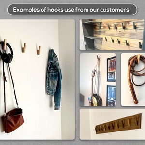 Wooden Coat Hook Wall Mount, Decorative Wall Hooks Modern, Home Decor Gift, Farmhouse Decor image 5