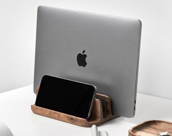 Phone stand, Ipad stand, Phone holder, Wood laptop holder, Wood macbook stand, Tab stand, Vertical laptop stand for desk