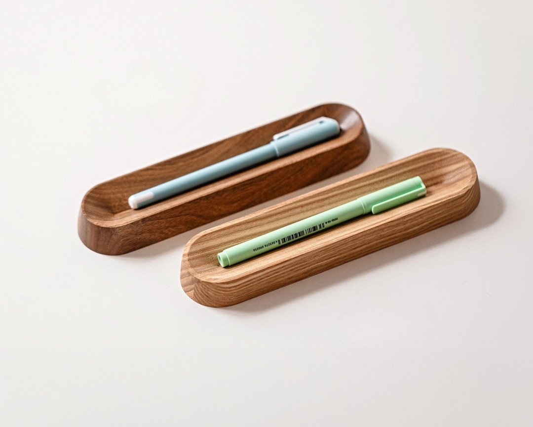 Wooden Pen Tray for Desk Setup