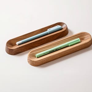Walnut Pen Tray for Desk Setup, Wooden Pen Holder, Wood Pencil Stand, Gift for Him, Boyfriend Gift, Desk Organizer Accessory