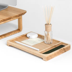 Personalized Wooden Desk Tray - Home Office Storage Organizer, Catch all tray organizer