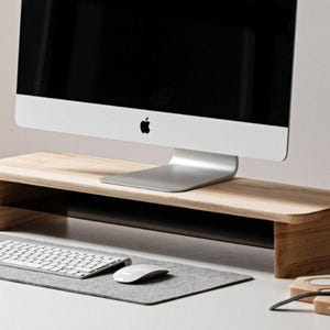 Wooden Monitor Stand - Desk Shelf with storage - Monitor Riser - Desk Organizer for Him, Boyfriend Gift
