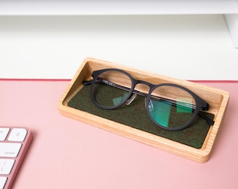 Glasses Holder, Horizontal Glasses Tray, Eyeglasses Organizer, Sunglasses Stand, Personalized Wooden Desk Accessories, Gift for Him