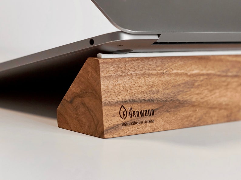 Long Laptop Stand for Desk Wood Laptop Stand for Desk Wooden - Etsy