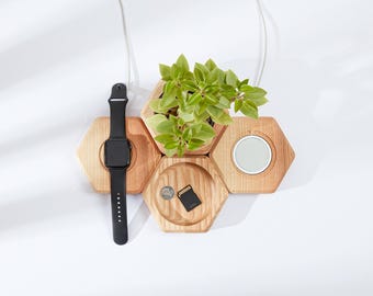 3 in 1 charging dock for apple devices, home office desk organizer