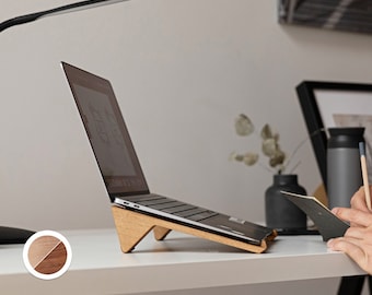 Wooden Laptop Stand for desk, Laptop Riser Wood, macbook pro stand, wood laptop holder desk, macbook riser, computer stand for laptop