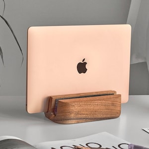 Macbook double stand dock, dual docking station, double laptop dock, dual wood laptop dock, gift for him, gift for gamer