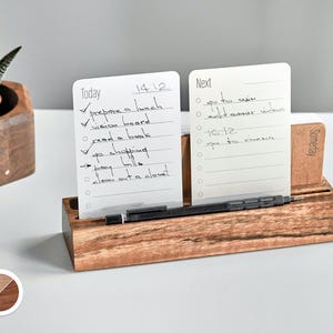 Agenda d'affaires en bois, agenda quotidien, liste de tâches, porte-bloc-notes, jeu de cartes, liste de contrôle quotidienne, porte-cartes en noyer, bureau à domicile