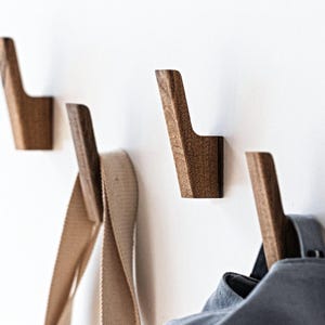 Wooden Coat Hook Wall Mount, Modern Wall Hooks,  Entryway wall hooks, Wooden Towel Hanger, Minimalist Scandinavian jacket hooks