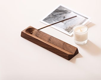 Walnut or Oak Incense Holder - Two Forms (Sharp and Smooth) for Sticks Aroma Therapy, cute incense ashtray