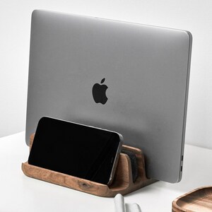 Phone stand, Ipad stand, Phone holder, Wood laptop holder, Wood macbook stand, Tab stand, Vertical laptop stand for desk