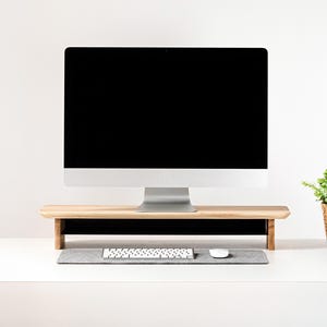 Wooden Desk Shelf Monitor Stand with Storage  and Tray  | Custon engraved | Elegant Riser for Home Office