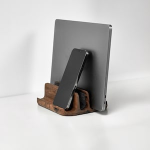 Laptop holder, vertical laptop stand, MacBook pro stand, phone stand, iPad stand, MacBook dock, MacBook holder, desk setup image 5