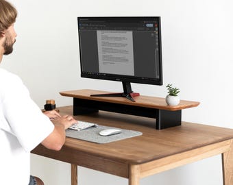 Wooden Desk Shelf Monitor Stand with Storage - Desk Monitor Riser
