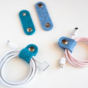 Handmade Cord Organizer Set of 4 - Tech Gift for Him, Cable Tidy, Cord Keeper, Desk Accessory, Headphone Holder