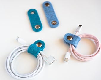 Handmade Cord Organizer Set of 4 - Tech Gift for Him, Cable Tidy, Cord Keeper, Desk Accessory, Headphone Holder