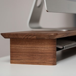 Étagère de bureau avec rangement, support pour écran de bureau en bois, étagère pour écran en bois image 1