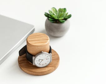 Solid Watch Stand, Premium Walnut Wooden Watch Holder, Handcrafted Wooden Watch Display Stand for Men