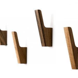 Handmade Wooden Coat Hook Wall Mount in Dark Walnut or Light Ash