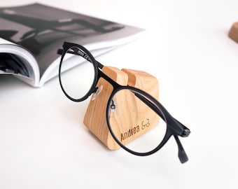 Personalized Eyeglasses Stand, Eyeglass holder, Sunglasses Organizer, Wooden Office Accessory, Gift for her, Sunglass riser