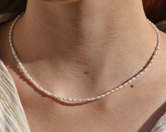 Delicate freshwater pearl necklace | 14k gold filled