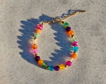 Tropical bubble braclet | Colorful gemstone bracelet | stainless steel