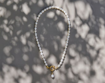 Freshwater pearl necklace “Ivory” | stainless steel