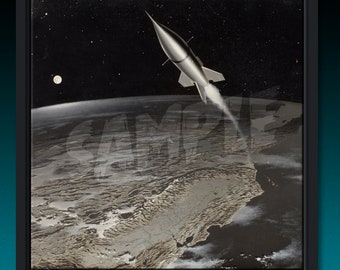 RETRO ROCKET Framed Canvas Print