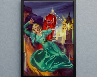 ROBOT GIRL Framed Canvas Print