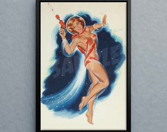 SPACE GIRL Framed Canvas Print