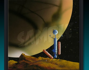 MOON PROBE Framed Canvas Print