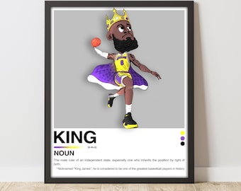 Lebron James Inspired 16X20in Poster, LA Lakers Art, Minimalist, Helvetica, Modern, Office/Bedroom NBA Wall Art, Digital Print, Printable