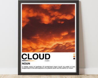 Clouds Inspired 16X20in Poster  Minimalist, Helvetica, Modern, Office/Bedroom Weather Wall Art, Digital Print, Printable