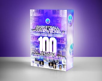 Basketball Social Media Graphics Bundle | 100 Editable Canva Templates | Game Day, Scores, Stats & Recruiting
