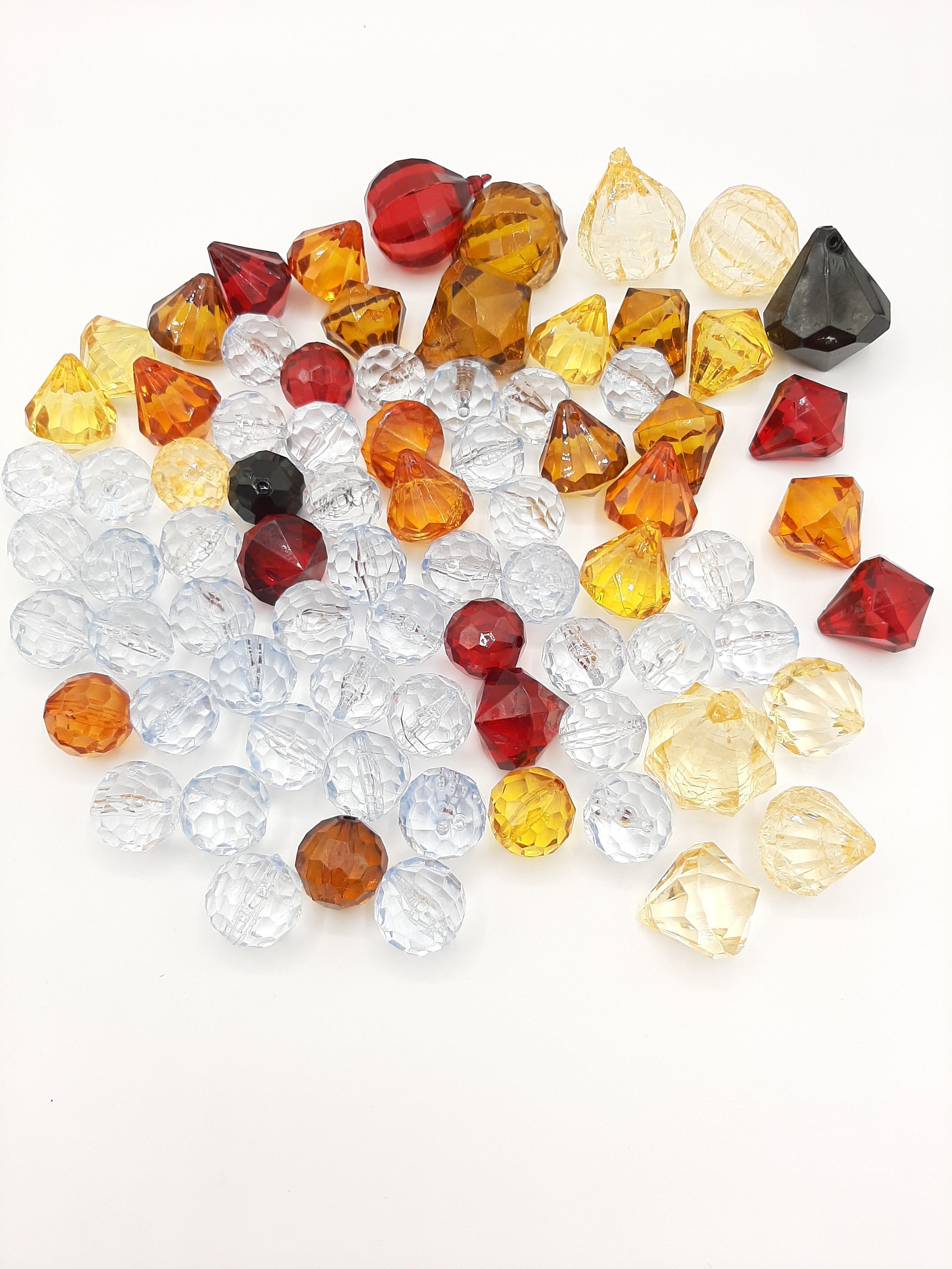 Plastic Beads and Gems Faceted Jewels for Crafting or 