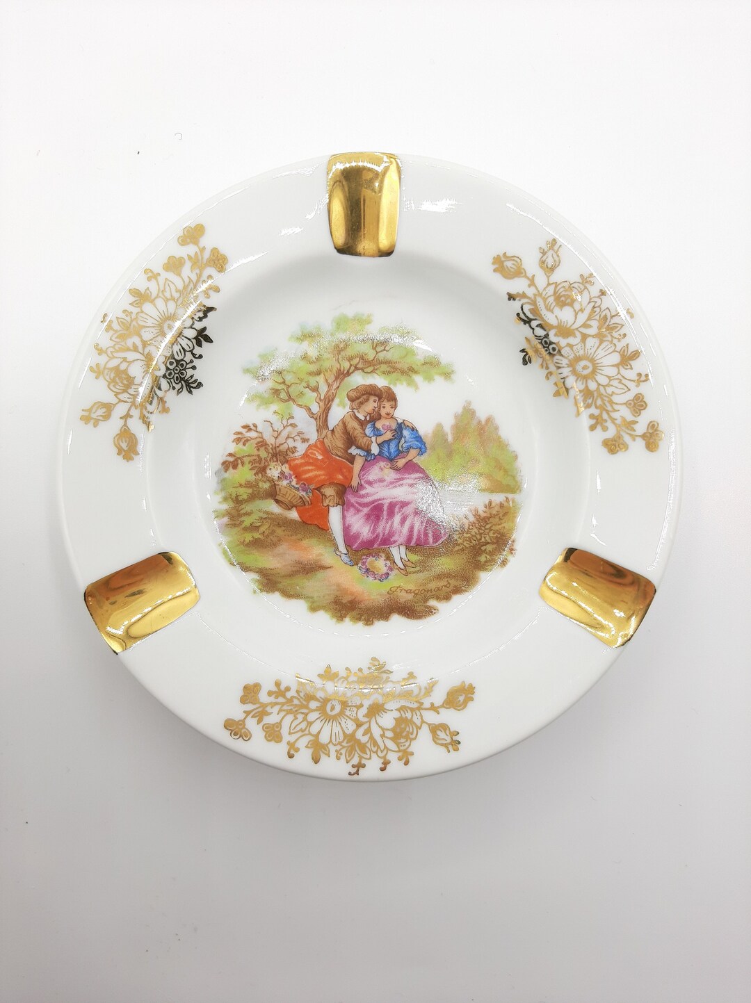 French Limoges Porcelain Ashtray Souvenir From Lourdes Jammet