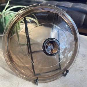Vintage Pyrex Amber Glass Lid #24 V15C | Corning Visions Replacement Lid | Brown Smoke Glass | 1970s Kitchenware