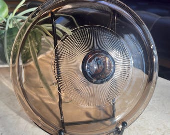 Vintage Pyrex Amber Sunburst Glass Lid #27 V15C | Corning Visions Replacement Lid | Brown Smoke Glass | 1970s Kitchenware
