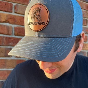 Custom Leather Patch Hat | Hand-dyed Full Grain Leather | Trucker Hat | 41 AVAILABLE COLORS
