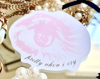 pretty when i cry sticker | lana del rey sticker, coquette sticker, heart sticker, holographic sticker